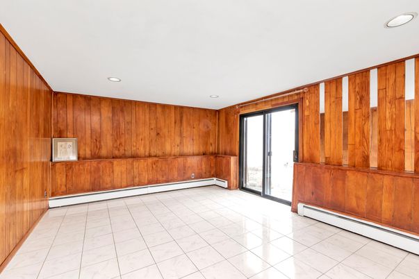 Empty room, Interior, Marble, Recessed Lighting, Wooden Walls
