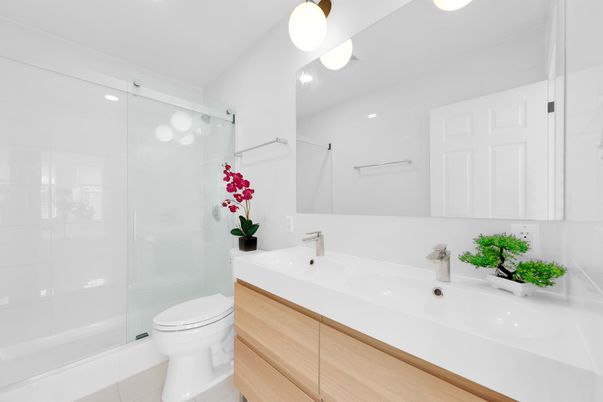 Bathroom, Dual Sink Vanities, Glass Shower, Interior, Recessed Lighting