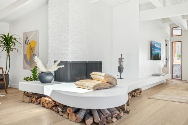 Fireplace, Interior, Wood Texture Flooring