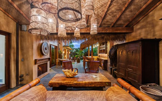 Dining room, Fireplace, Interior, Living room, Pendant Lights, Wooden Ceilings
