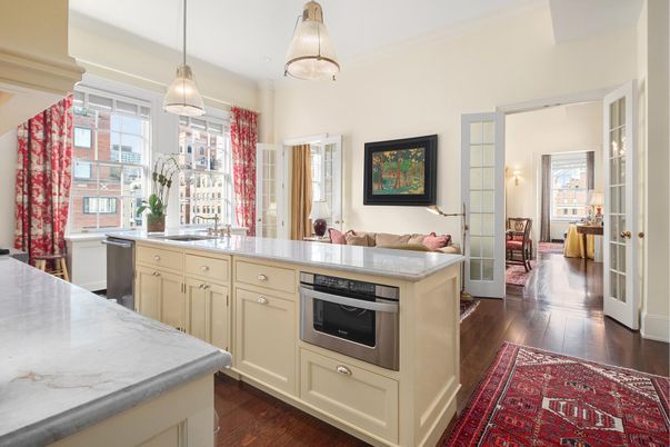 Interior, Kitchen, Pendant Lights, Stainless Steel Appliances, Wood Texture Flooring