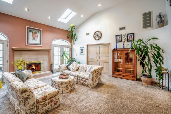 Fireplace, Interior, Living room, Recessed Lighting