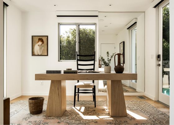 Home Office, Interior, Recessed Lighting, Wood Texture Flooring