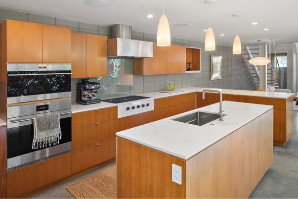 Interior, Kitchen, Pendant Lights, Recessed Lighting, Stainless Steel Appliances