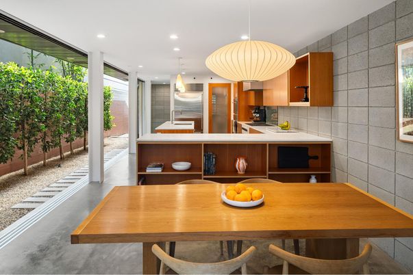 Dining room, Interior, Kitchen, Pendant Lights, Recessed Lighting, Stainless Steel Appliances