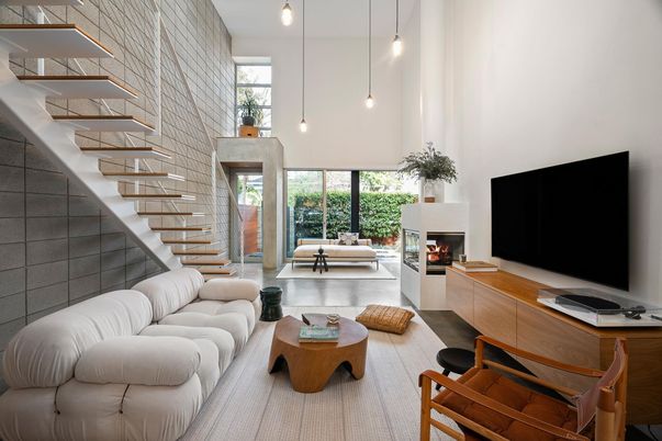 Fireplace, Interior, Living room, Pendant Lights