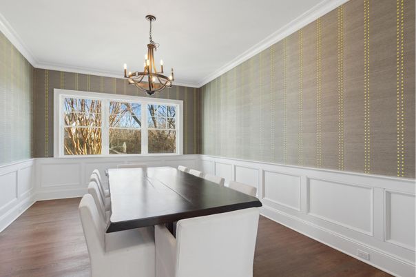 Chandelier, Dining room, Interior, Wood Texture Flooring