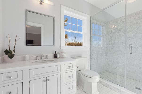 Bathroom, Glass Shower, Interior, Marble, Marble Walls