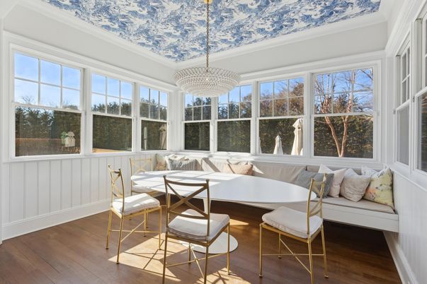 Chandelier, Interior, Sun Room, Wood Texture Flooring