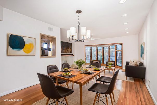 Chandelier, Dining room, Interior, Living room, Recessed Lighting, Wood Texture Flooring