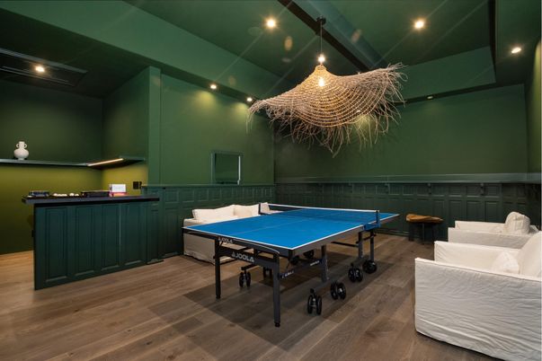 Game Room, Interior, Recessed Lighting, Wood Texture Flooring