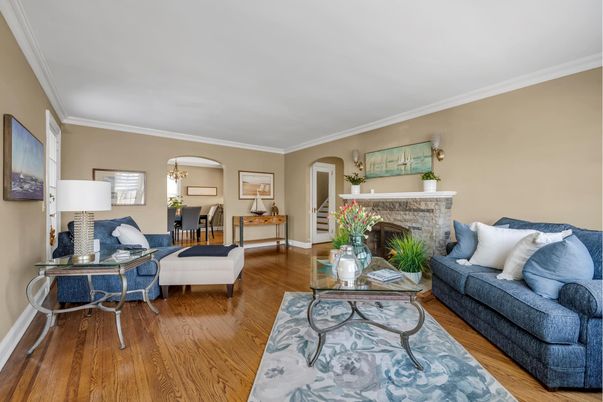 Dining room, Fireplace, Interior, Living room, Wood Texture Flooring