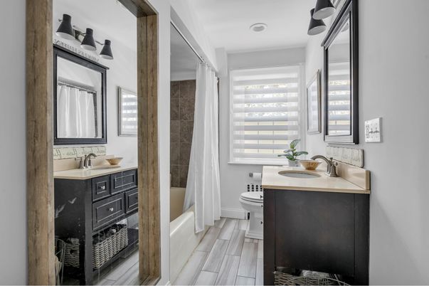 Bathroom, Dual Sink Vanities, Interior, Wood Texture Flooring