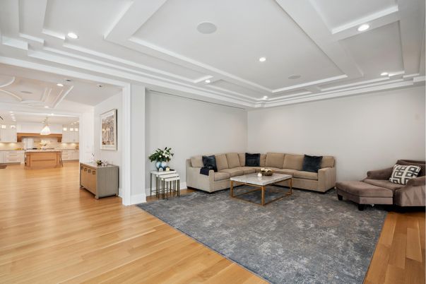 Interior, Kitchen, Living room, Pendant Lights, Recessed Lighting, Wood Texture Flooring
