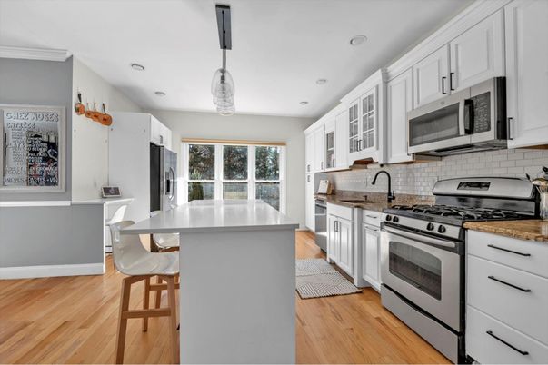 Interior, Kitchen, Pendant Lights, Recessed Lighting, Wood Texture Flooring