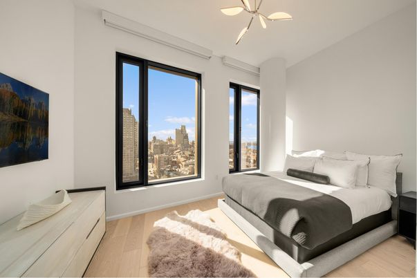 Bedroom, Interior, Pendant Lights, Wood Texture Flooring