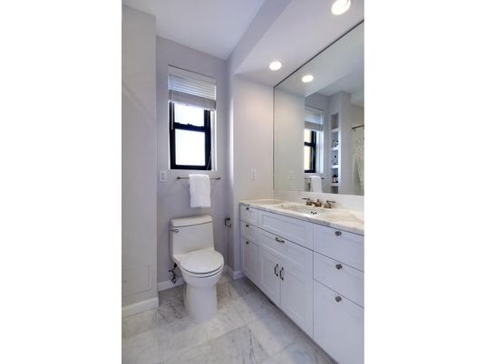 Bathroom, Dual Sink Vanities, Interior, Marble, Recessed Lighting