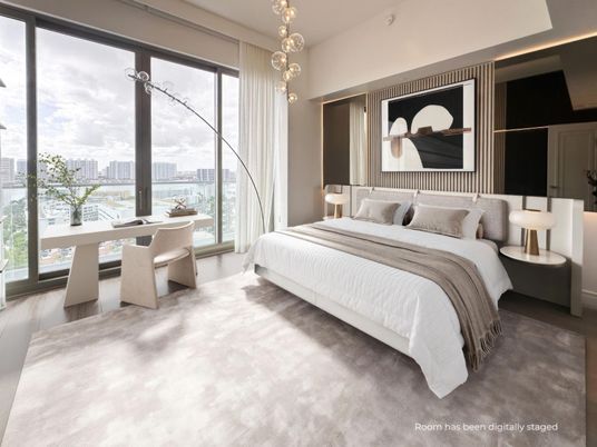 Bedroom, Home Office, Interior, Pendant Lights, Wood Texture Flooring