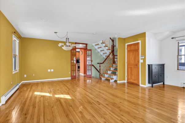 Chandelier, Empty room, Interior, Wood Texture Flooring