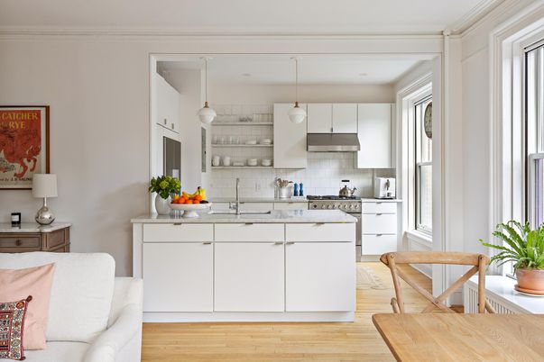 Interior, Kitchen, Pendant Lights, Stainless Steel Appliances, Wood Texture Flooring