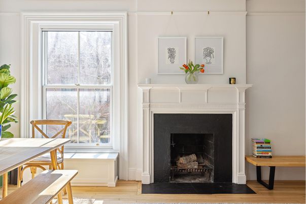 Fireplace, Interior, Wood Texture Flooring
