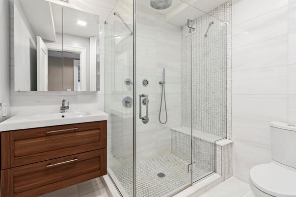 Bathroom, Glass Shower, Interior, Recessed Lighting
