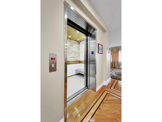 Elevator, Interior, Recessed Lighting, Wood Texture Flooring