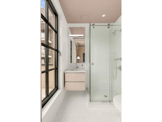 Bathroom, Glass Shower, Interior, Recessed Lighting