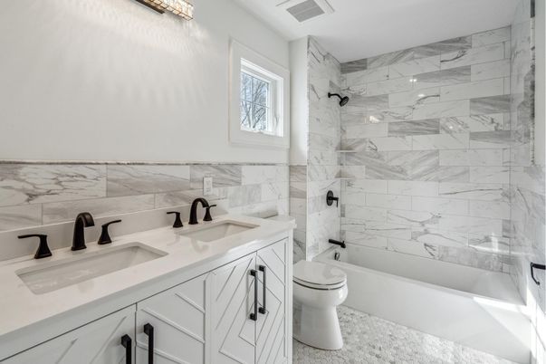 Bathroom, Dual Sink Vanities, Interior, Marble Walls