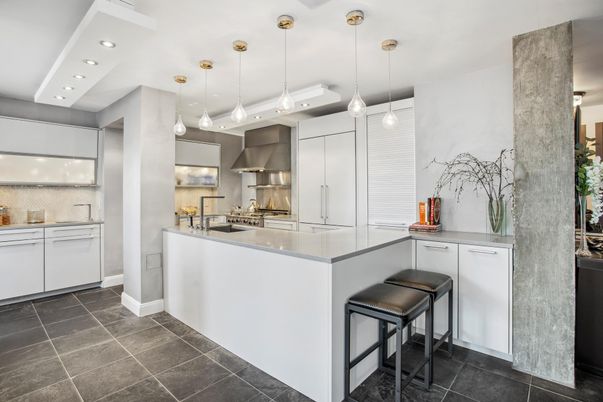 Interior, Kitchen, Pendant Lights, Recessed Lighting, Stainless Steel Appliances