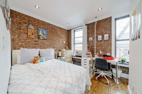 Bedroom, Home Office, Interior, Recessed Lighting, Stone Walls