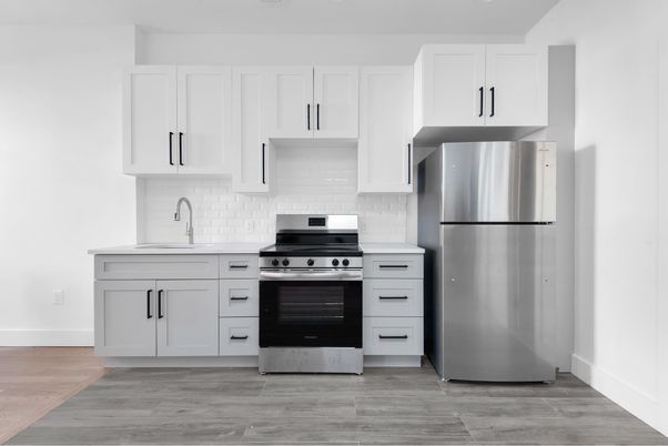 Interior, Kitchen, Stainless Steel Appliances, Wood Texture Flooring