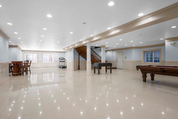 Billiard Table, Game Room, Interior, Recessed Lighting
