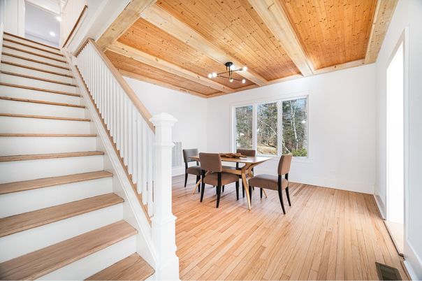 Dining room, Interior, Wooden Beams, Wooden Ceilings, Wood Texture Flooring