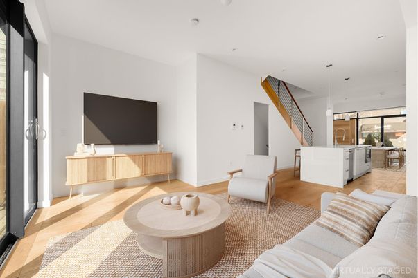 Interior, Kitchen, Living room, Pendant Lights, Recessed Lighting, Wood Texture Flooring