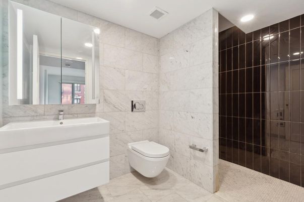 Bathroom, Interior, Marble, Marble Walls, Recessed Lighting
