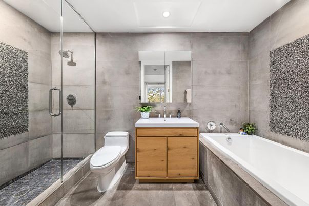 Bathroom, Glass Shower, Interior, Recessed Lighting