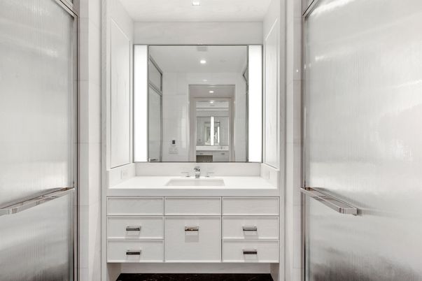 Bathroom, Glass Shower, Interior, Recessed Lighting