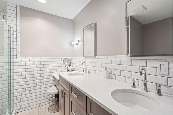 Bathroom, Dual Sink Vanities, Glass Shower, Interior, Recessed Lighting