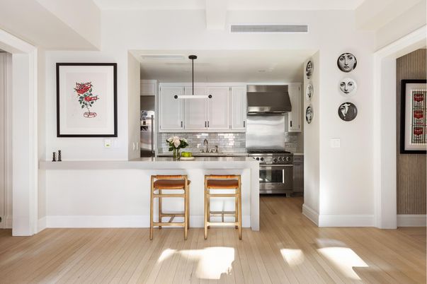 Interior, Kitchen, Pendant Lights, Stainless Steel Appliances, Wood Texture Flooring