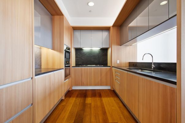 Interior, Kitchen, Recessed Lighting, Wood Texture Flooring