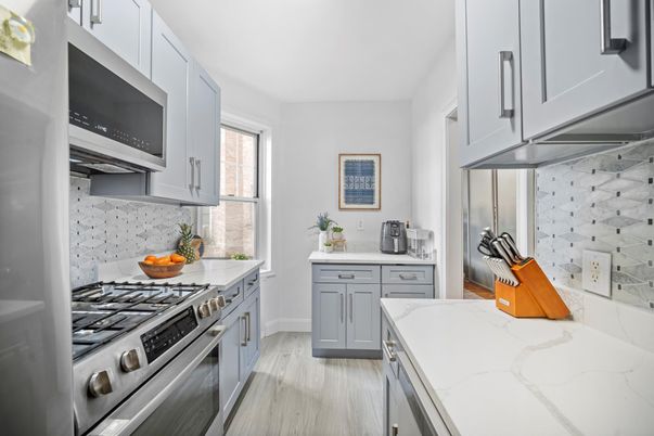 Interior, Kitchen, Stainless Steel Appliances, Wood Texture Flooring