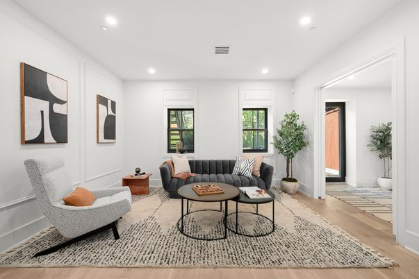Interior, Living room, Recessed Lighting, Wood Texture Flooring