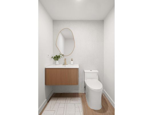 Bathroom, Interior, Recessed Lighting, Wood Texture Flooring