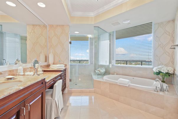 Bathroom, Glass Shower, Interior, Recessed Lighting
