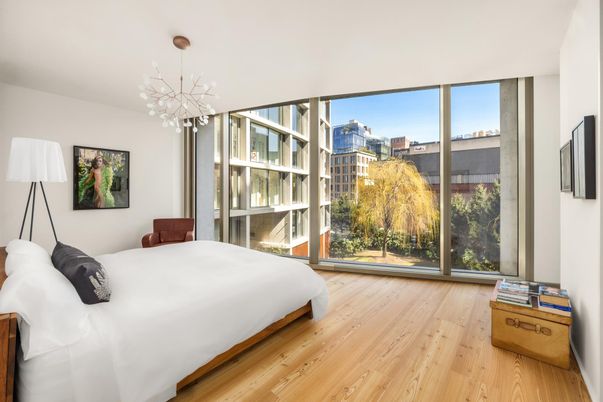 Bedroom, Interior, Pendant Lights, Wood Texture Flooring