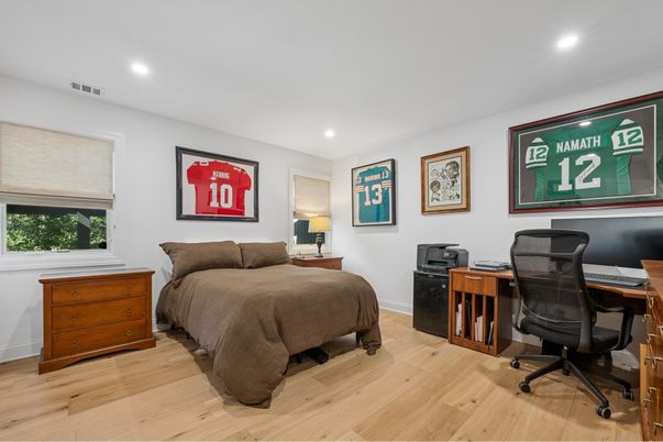 Bedroom, Home Office, Interior, Recessed Lighting, Wood Texture Flooring