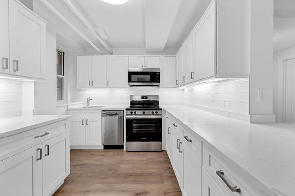 Interior, Kitchen, Stainless Steel Appliances, Wood Texture Flooring