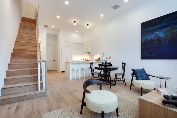 Dining room, Interior, Kitchen, Recessed Lighting, Wood Texture Flooring