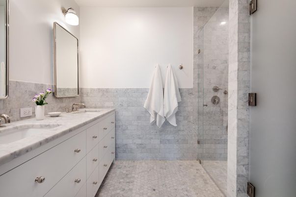 Bathroom, Dual Sink Vanities, Glass Shower, Interior
